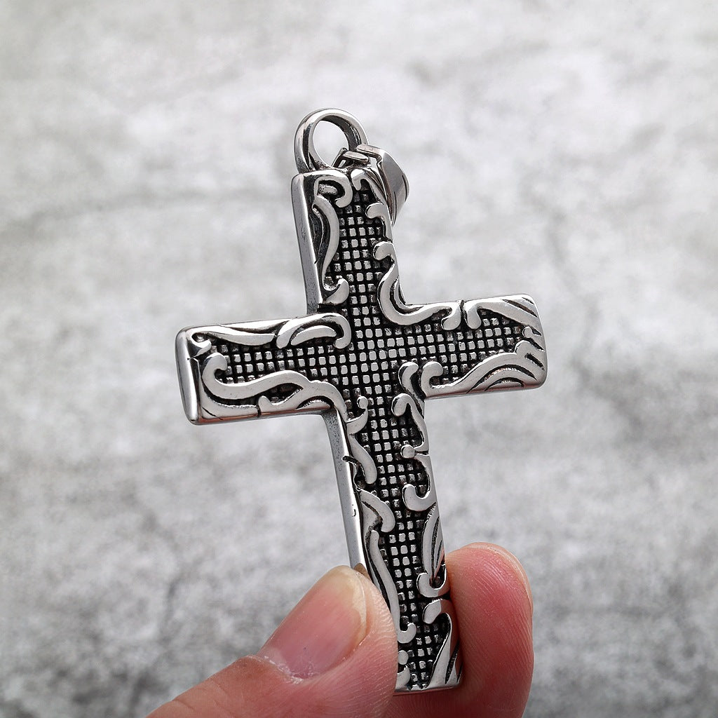 Vintage Cross Stainless Steel Men's Pendant Necklace