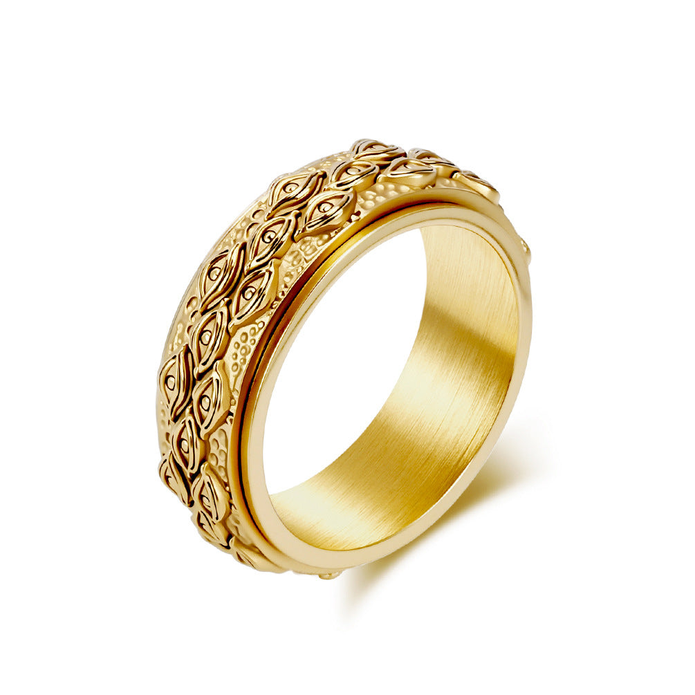 Planderful Devil Eye Rotating Titanium Ring for Men