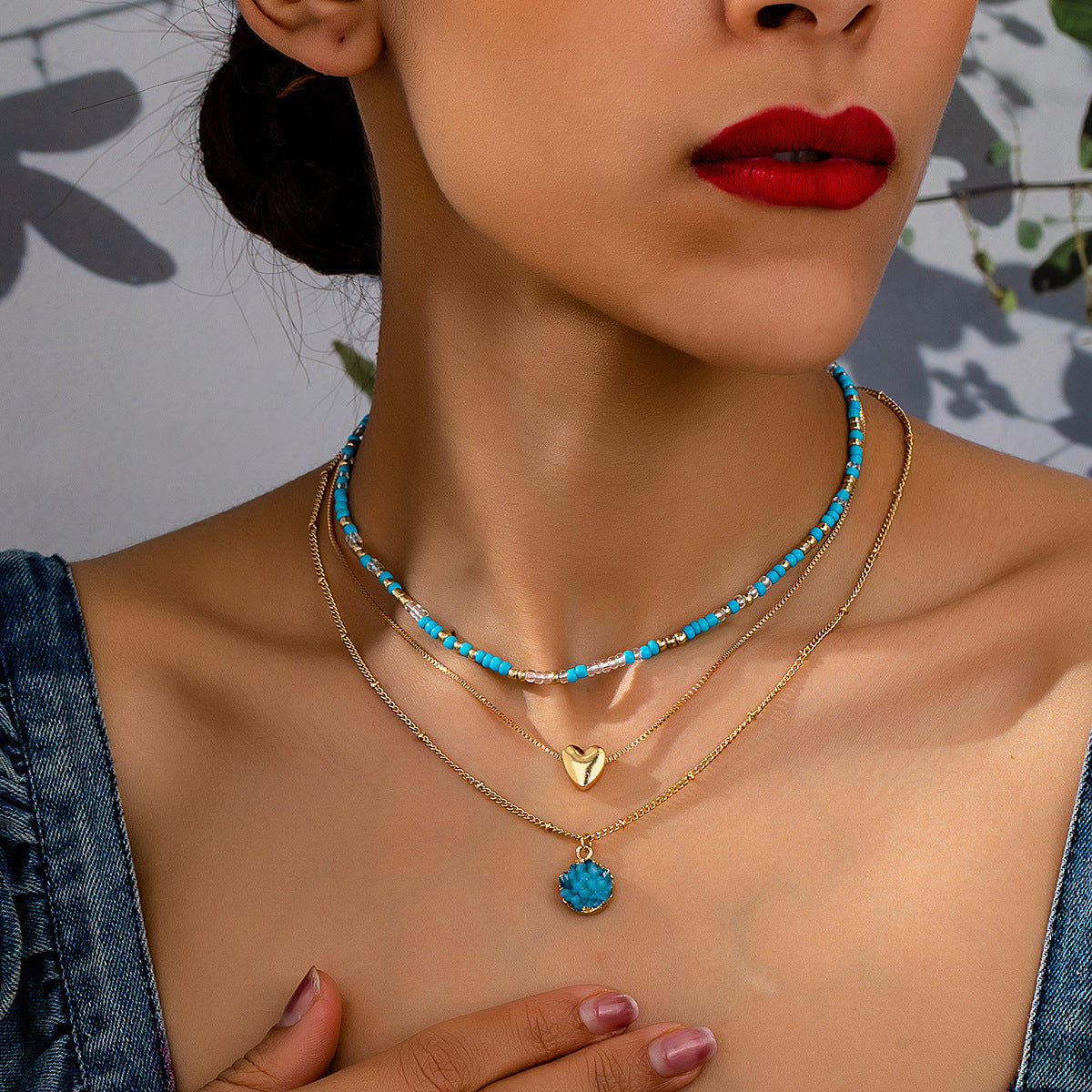 Planderful Vienna Verve Necklace Set – Fashionable Stacked Dopamine Colored Design