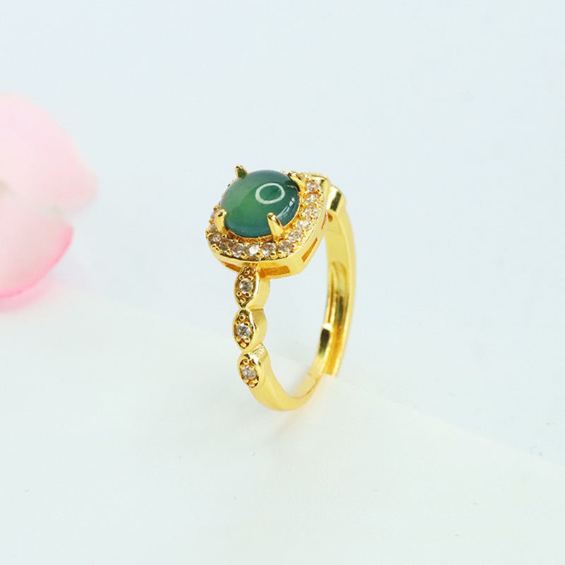 Blue-Water Jadeite Sugar-Cube Ring