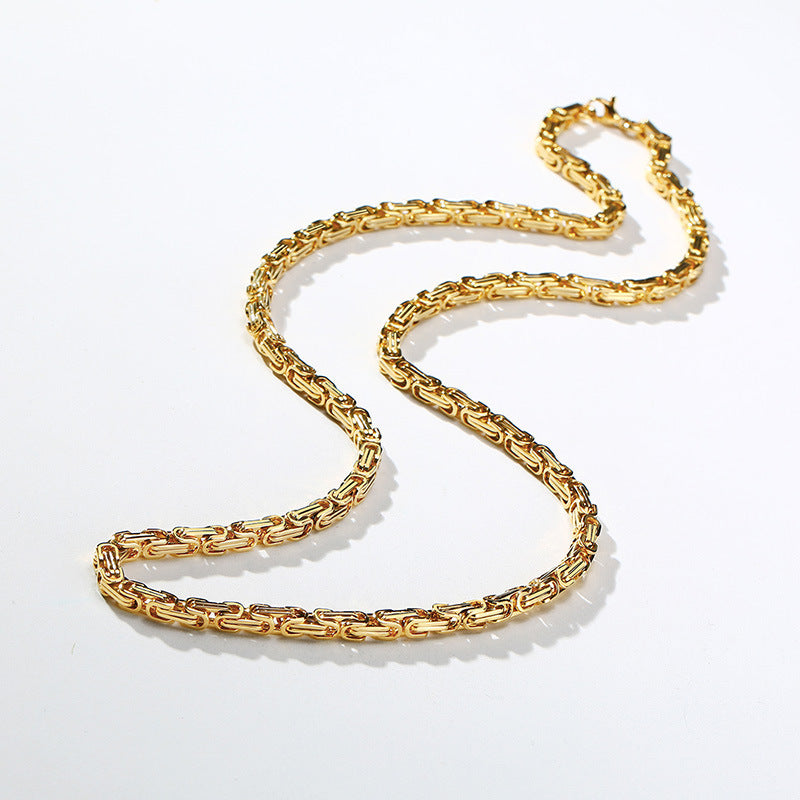 European And American 4MM Byzantine Men's Thick Chain Necklace
