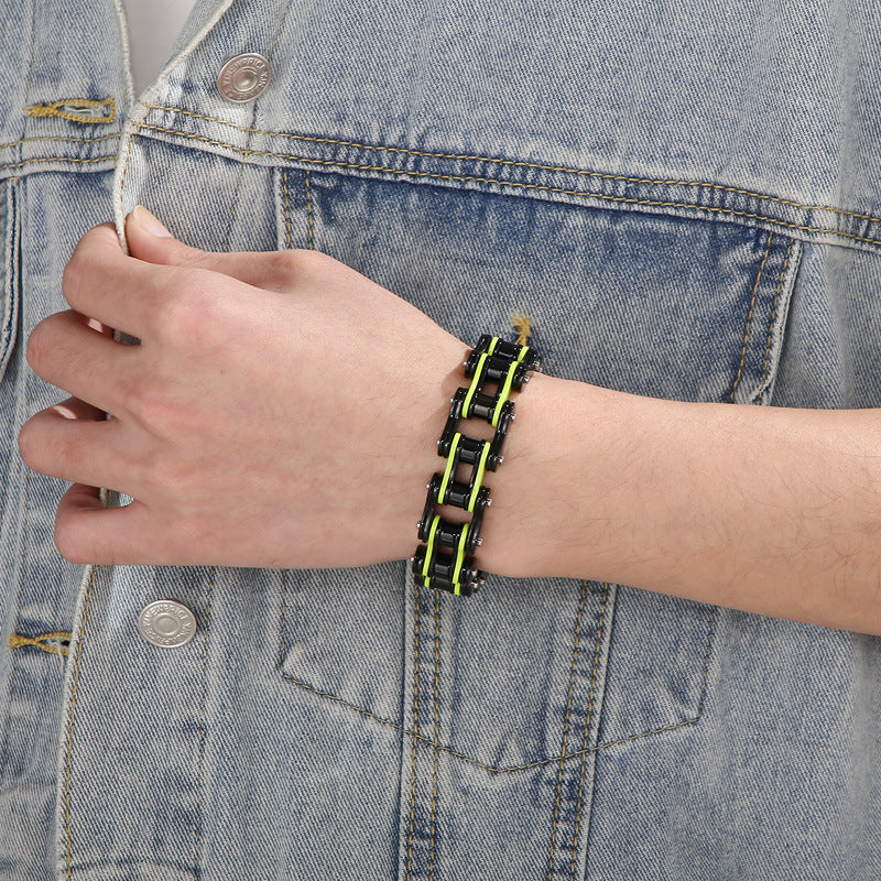 Planderful Men Bicycle Chain Bracelet Street Style Titanium