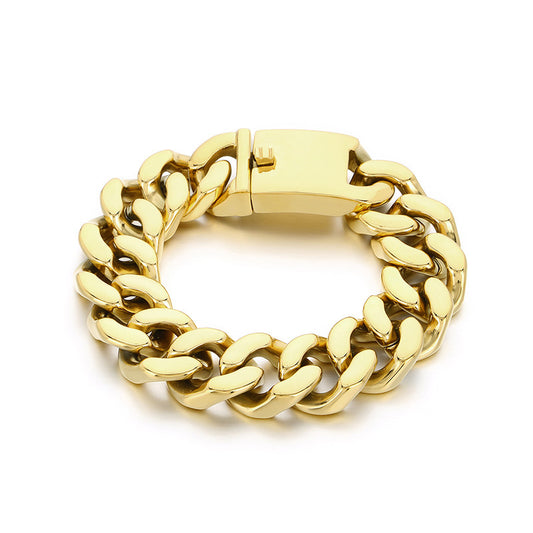 Planderful Punk Cuban Chain Bracelet Unisex Titanium Steel