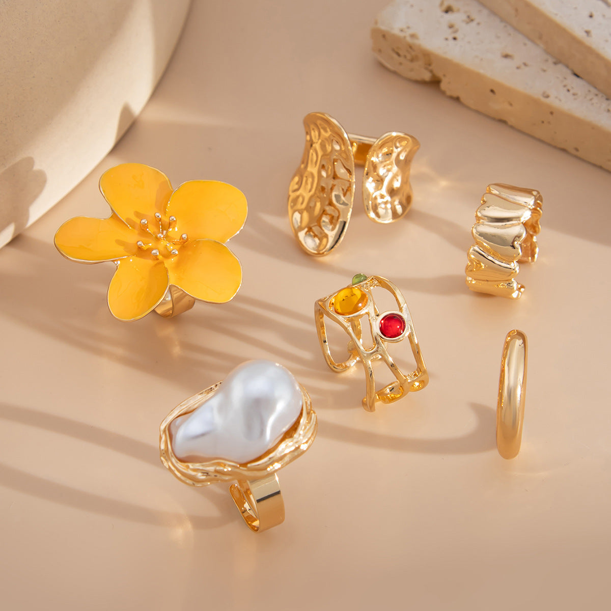 Planderful Vienna Verve Ring Set – Elegant Micro-Inlaid Design