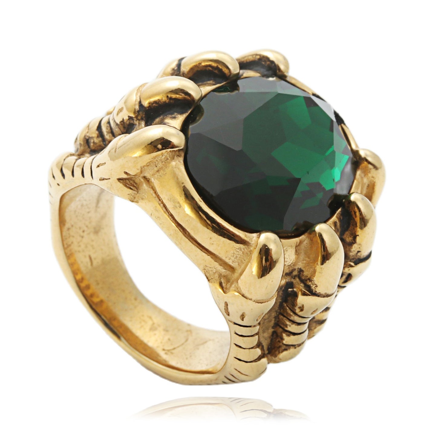 Planderful Titanium Steel Ring Multicolor Stone Dragon Claw Unisex Men Retro Punk Protection Statement