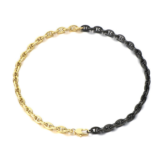 Japanese Buckle Bracelet Titanium Steel Two Tone Hip Hop Men