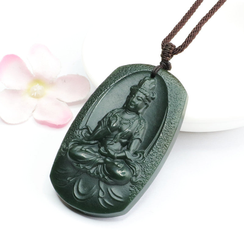 Taqing Hetian Jade Tara Plaque Pendant