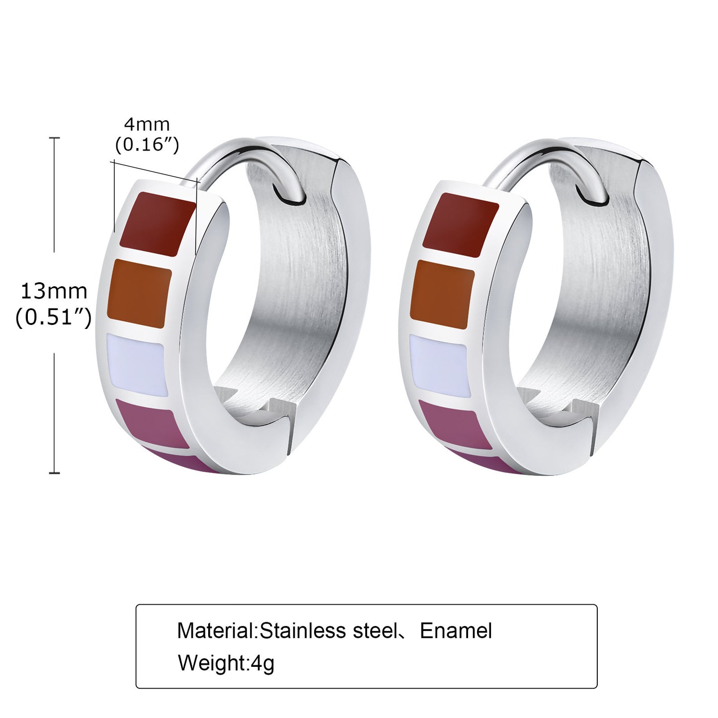 Planderful Unisex Stainless Steel Colorful Earrings