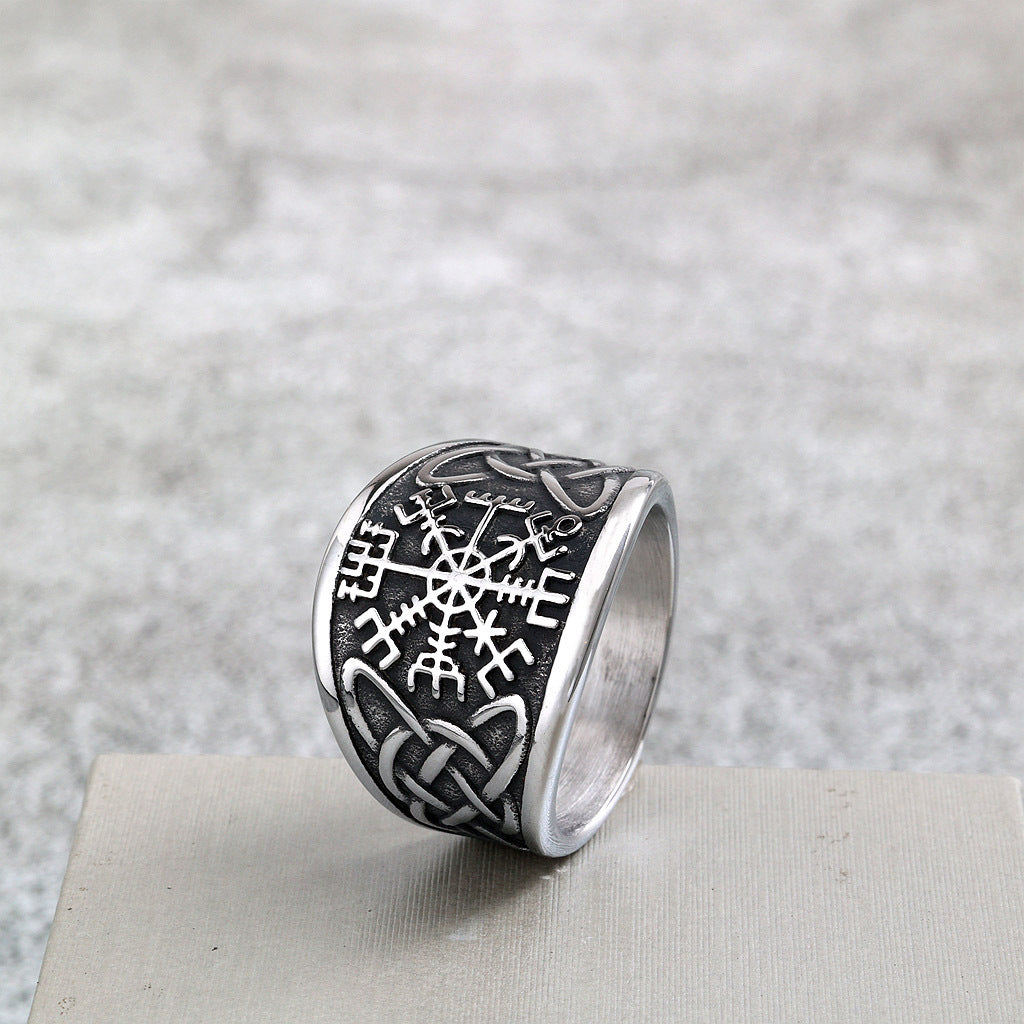 Vintage Viking Compass Stainless Steel Men's Ring