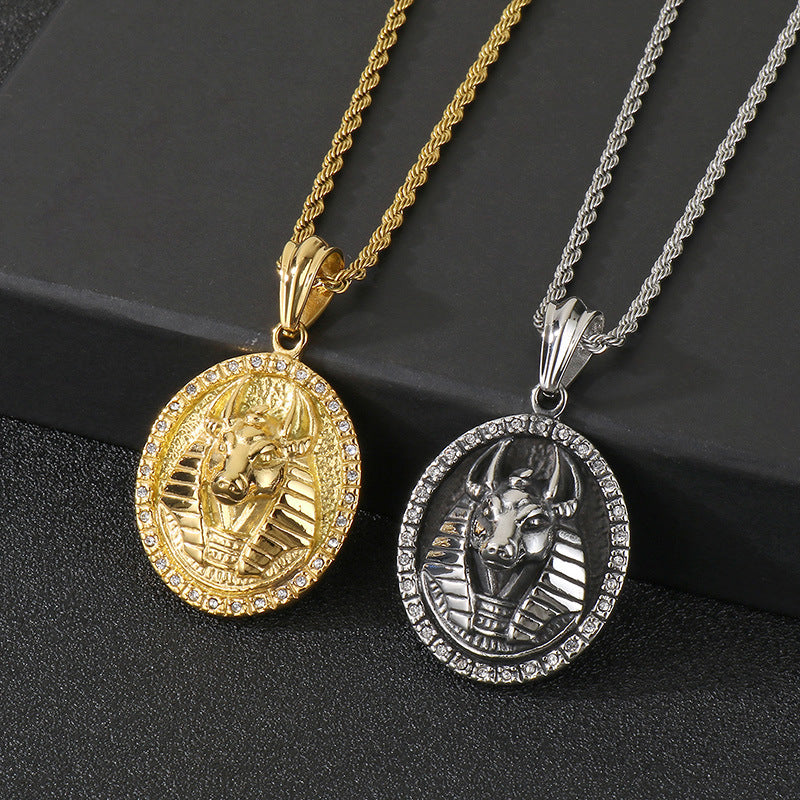 Anubis Pendant For Men Zircon Encrusted Retro Planderful