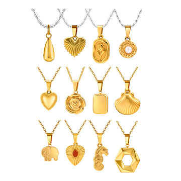 Stainless Steel Geometric Flower Imitation Pearl Irregular Flower Pendant Gold Necklace