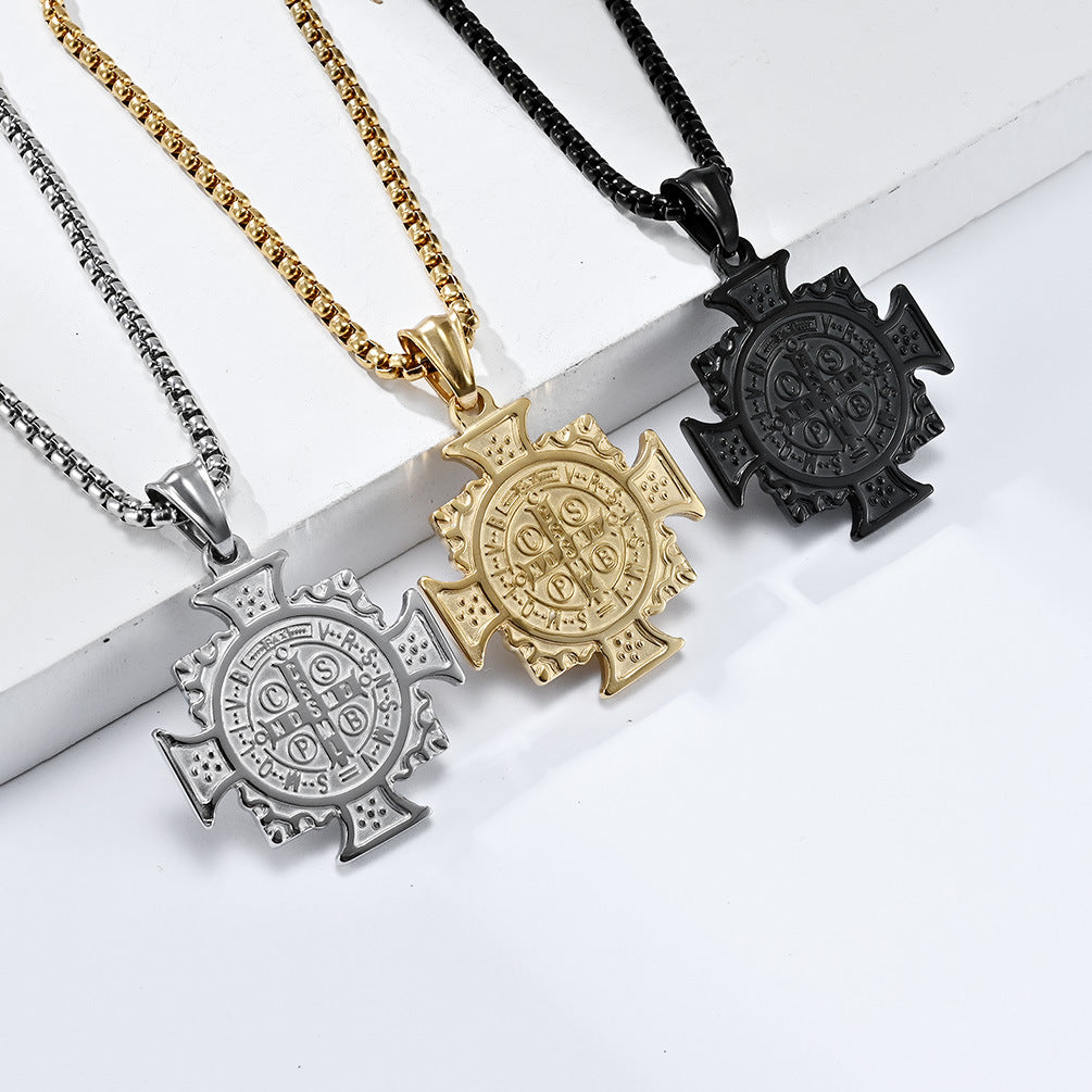 Planderful St Benedict Exorcist Necklace Titanium Steel Non Fading Pendant For Everyday Gothic Fashion