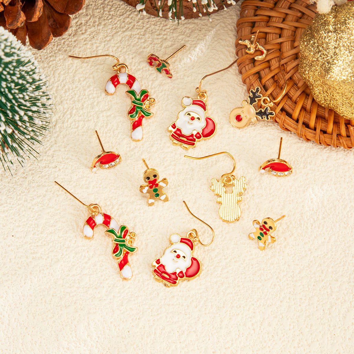 Planderful Christmas Snowflake Bell Earrings Set For Women Festive Pearl Elk Santa Cartoon Dripping Statement