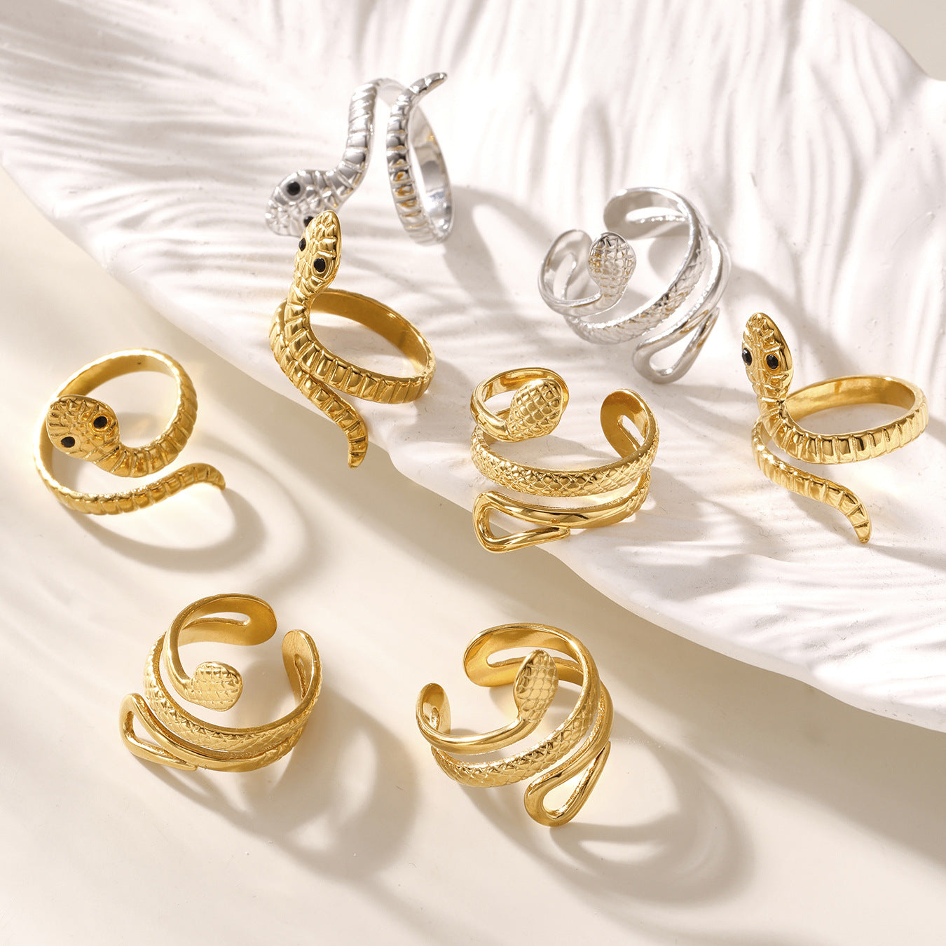 Planderful Snake Ring Stainless Steel Open Ring For Men