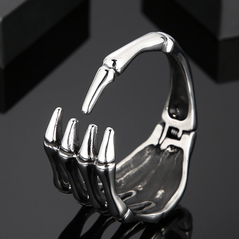 Dark Palm – & Old Titanium Steel Men's Skull Five-Claw Finger Bracelet