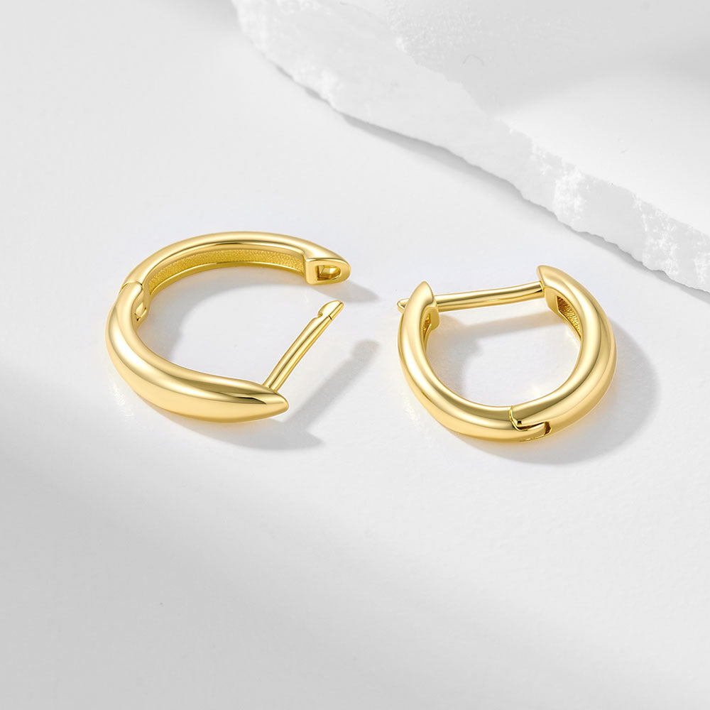 French S925 Sterling Silver Classic U-Shaped Plain Ring Earrings And Versatile Ear Buckle