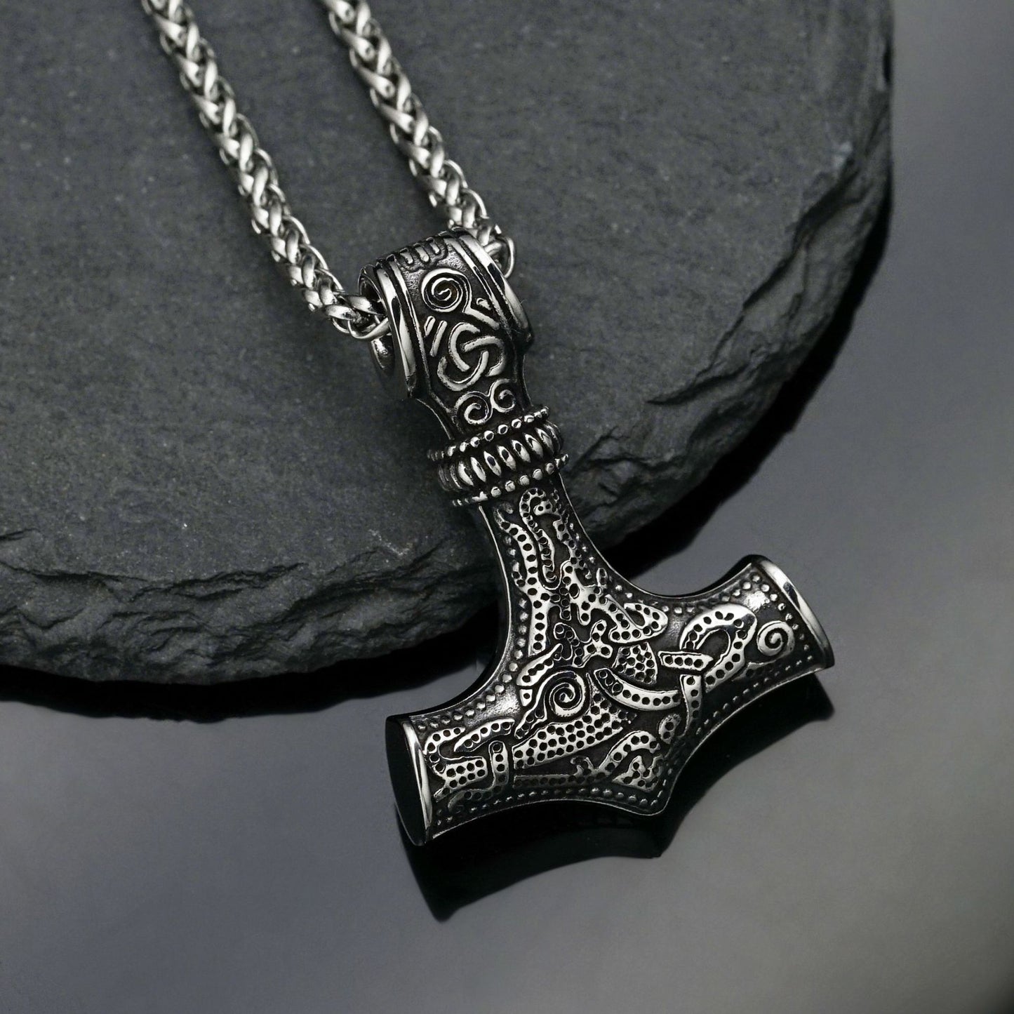 Steel Necklace – Minimalist Nordic Thor's Hammer Pendant