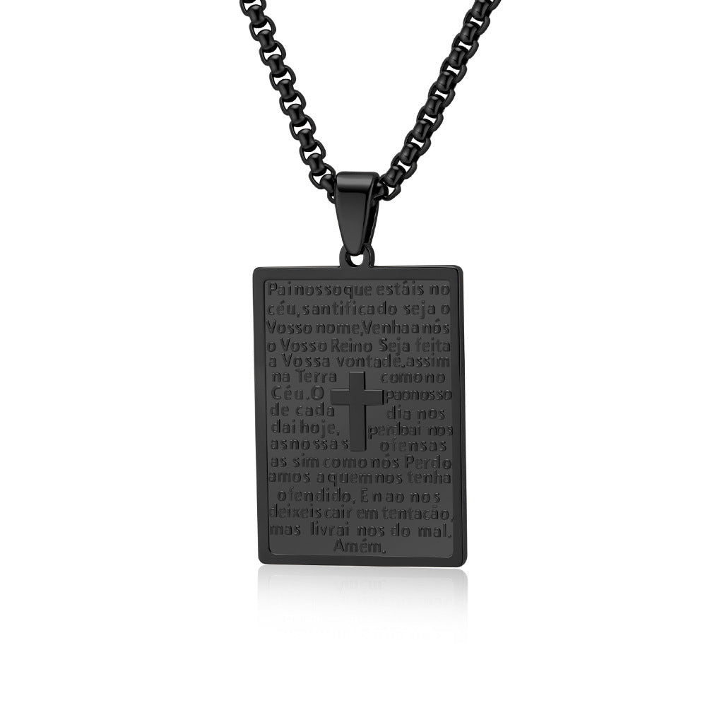 Planderful Prayer Text Titanium Steel Necklace Niche Design With Body Protection Pendant Jewelry For Spiritual Seekers