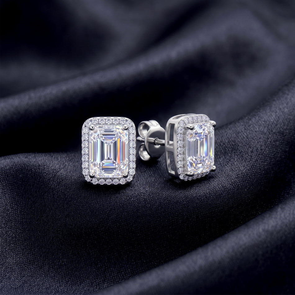 S925 Sterling Silver Moissanite Geometric Stud Earrings