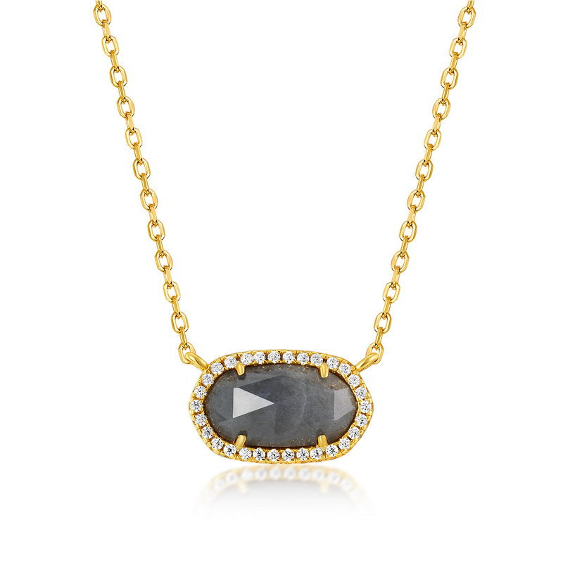 S925 Sterling Silver Moss Agate Pendant Necklace