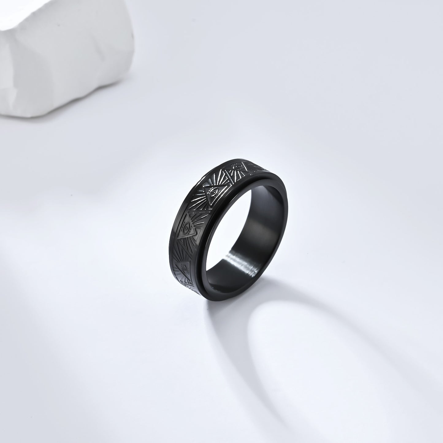 Eye of Horus Ring Stainless Steel Rotating Anxiety Relief Jewelry Planderful for Egyptology Fans