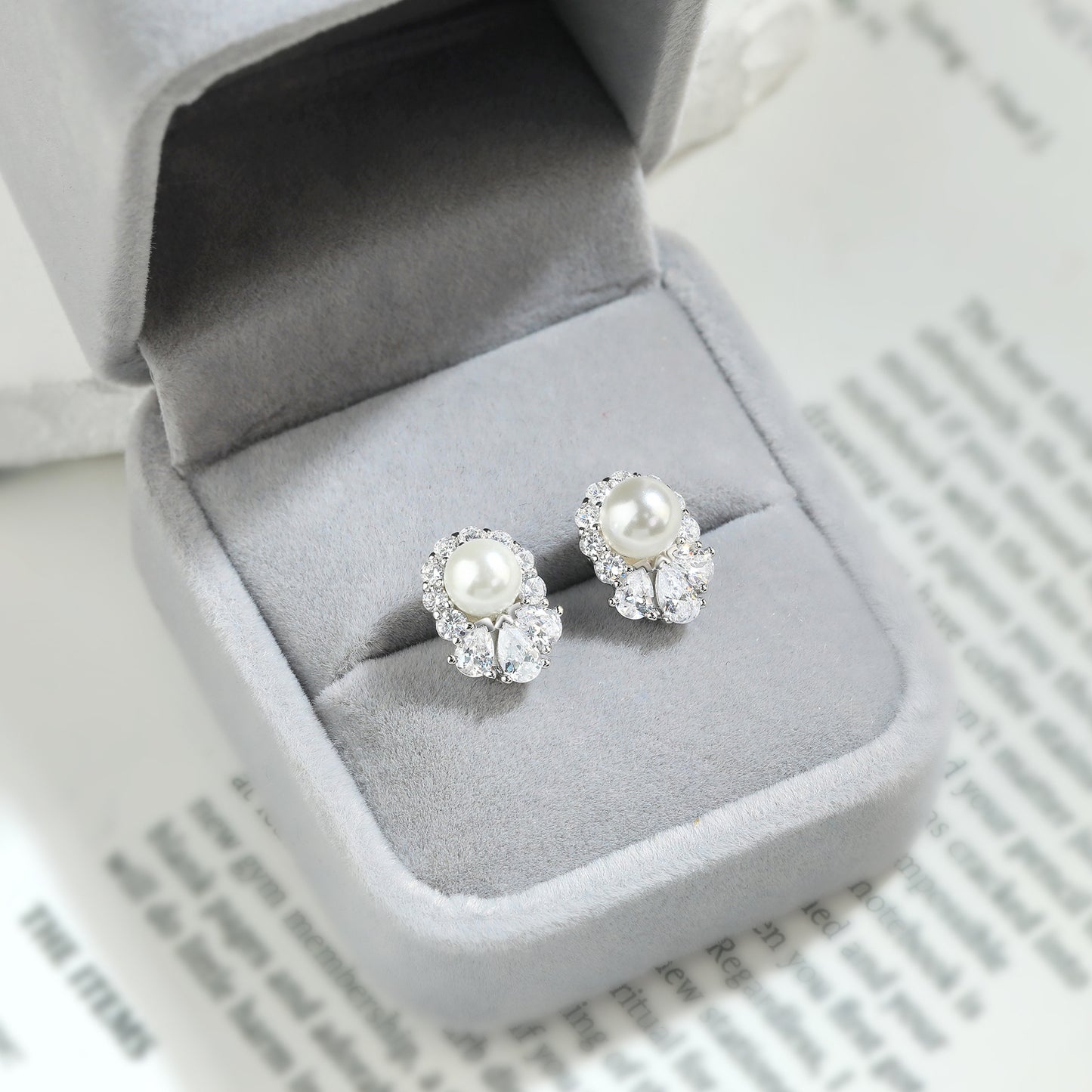 Sterling Silver Pearl Stud Earrings 6mm With Zircon Beads For Women By Planderful Everyday Luxury