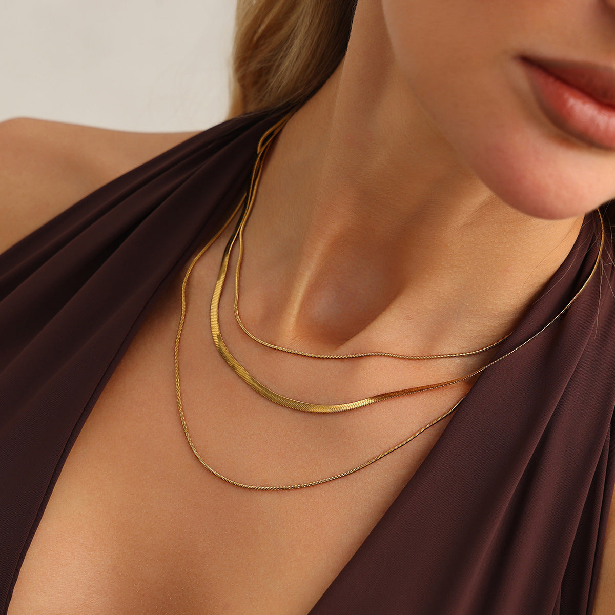 Cool Style Snake Bone Chain Necklace Cross Layered Necklace