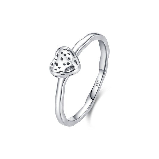 925 Sterling Silver Heart Irregular Ring