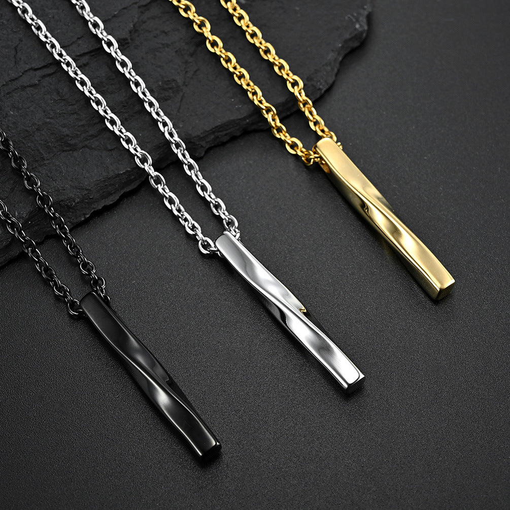 Planderful Geometric Mobius Necklace Unisex Rectangular Twisted Line Pendant for Men and Women Everyday Style