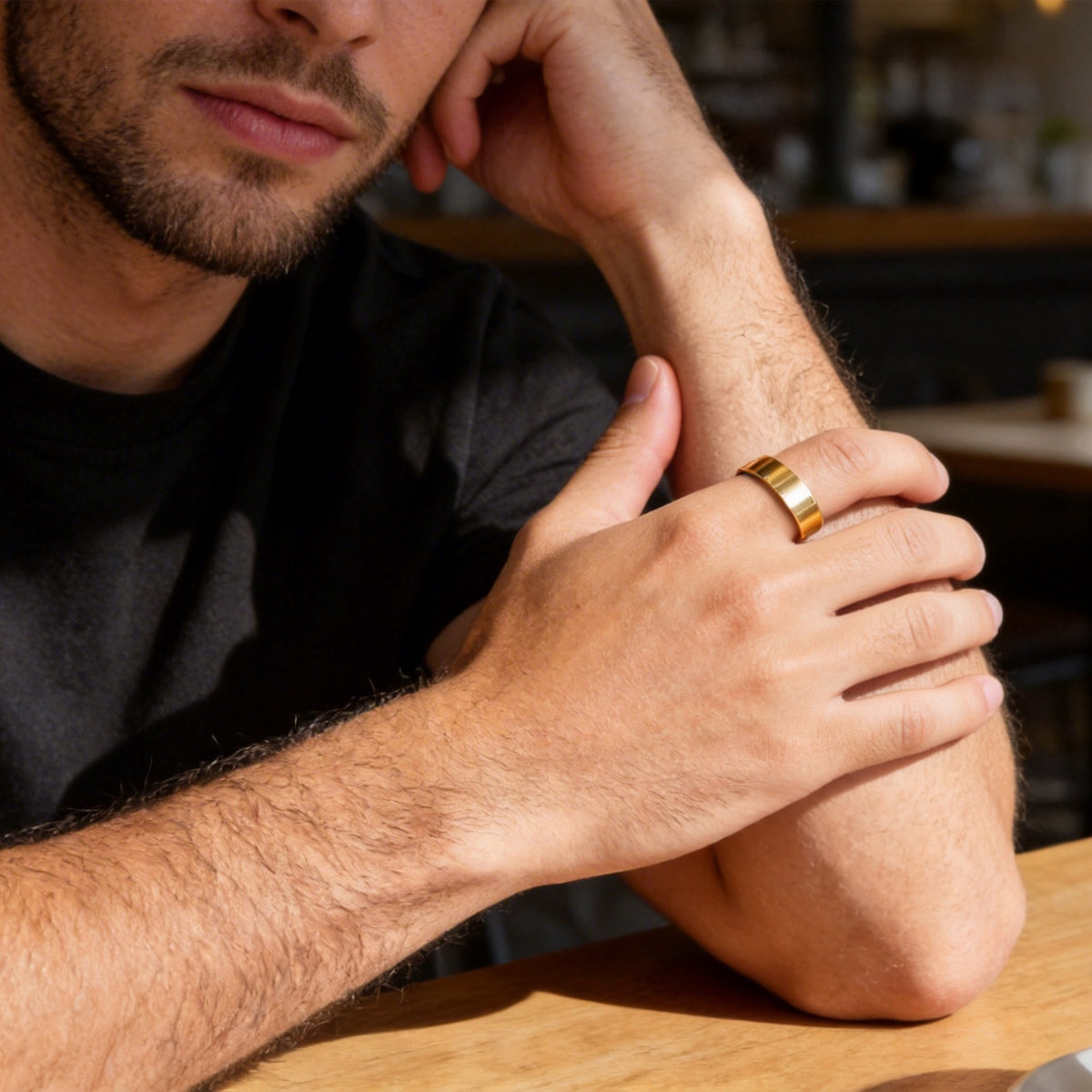 Flat Stainless Steel Ring Glossy Neutral Plain Couple