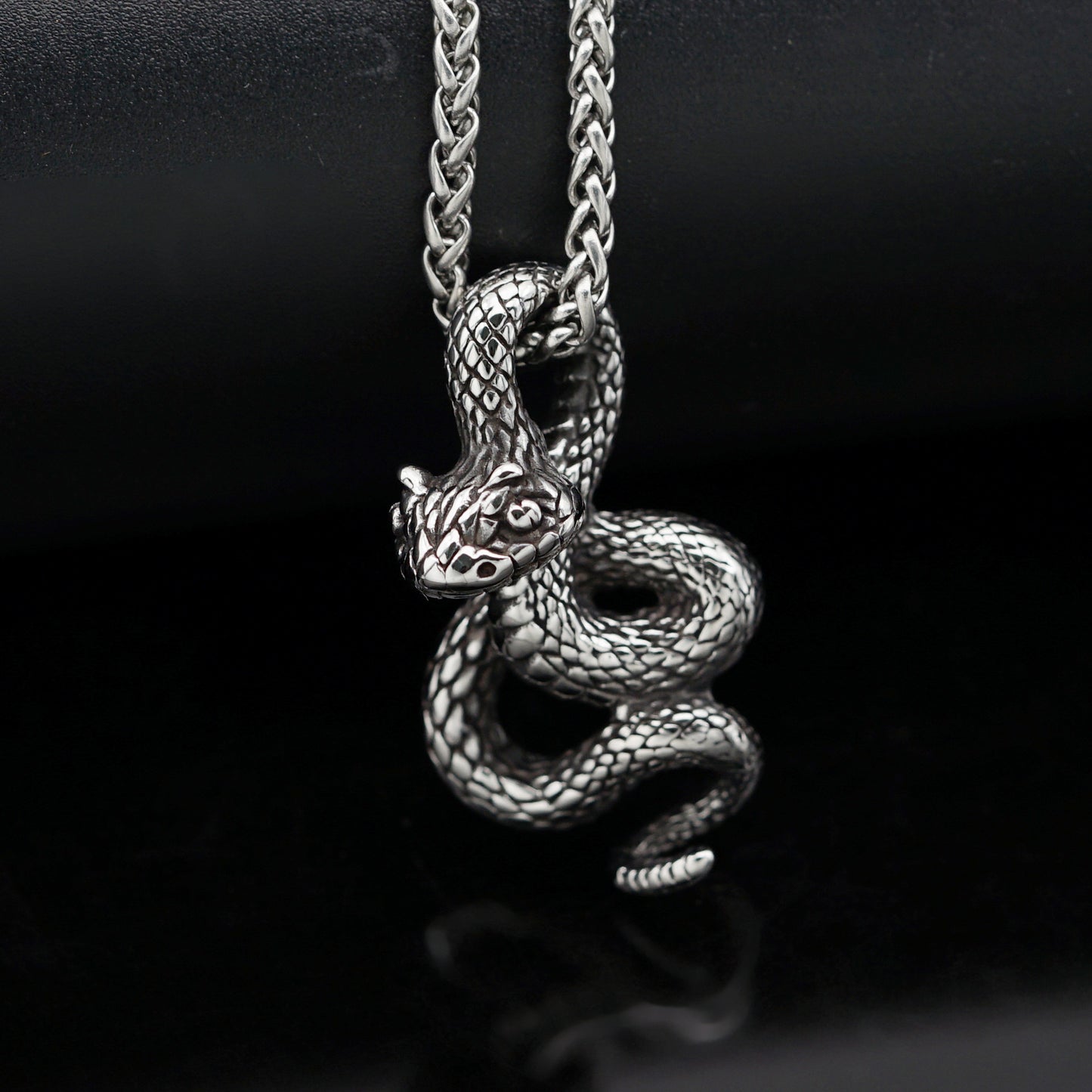 Steel Necklace - Statement Retro Python Pendant