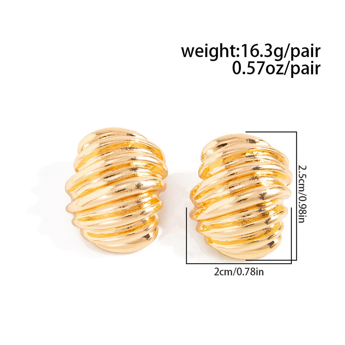 Planderful Geometric Stud Earrings For Women Vienna Verve Folded Texture C Shaped Statement Jewelry