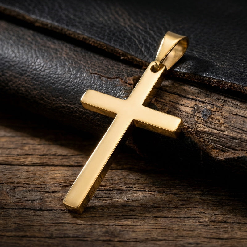 Japanese And Korean Pendant, And Smooth Cross Stainless Steel Men's And Women's Jewelry Necklace