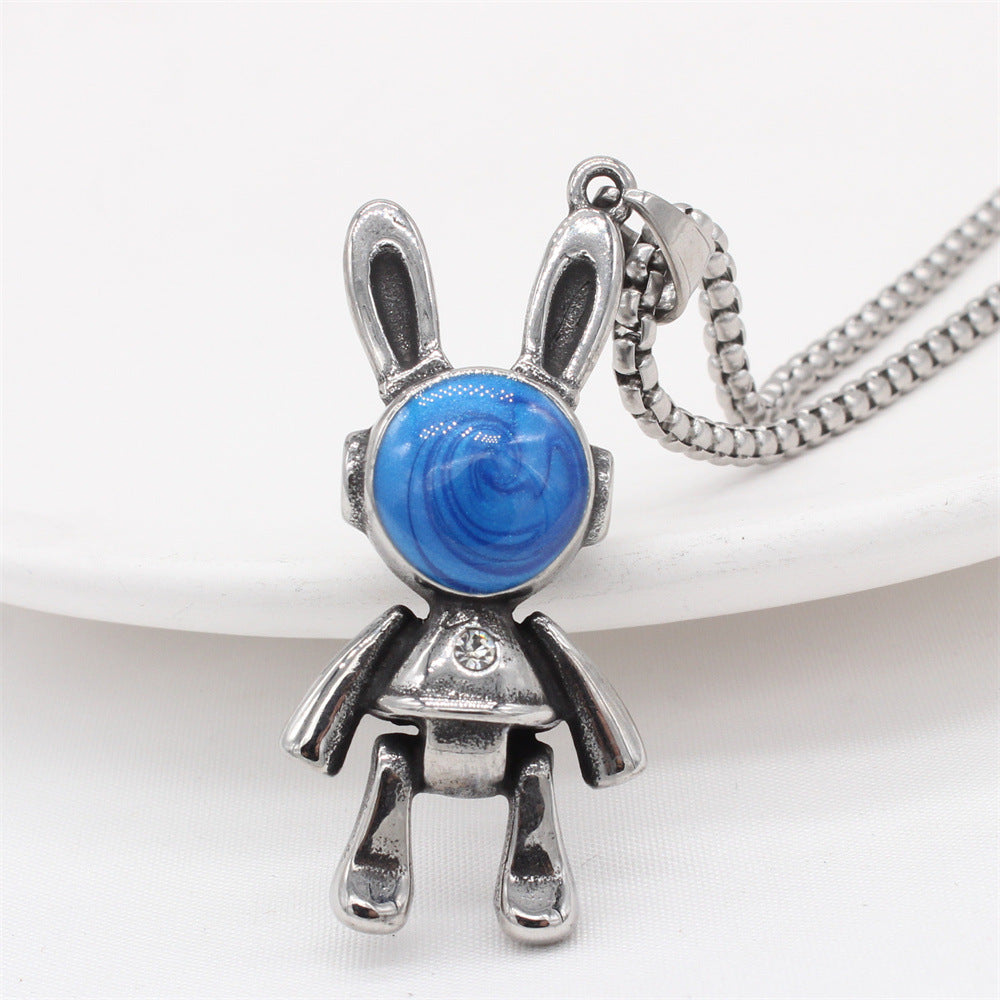 Planderful Everyday Genie – European and American Retro Rabbit Titanium Steel Pendant for Men