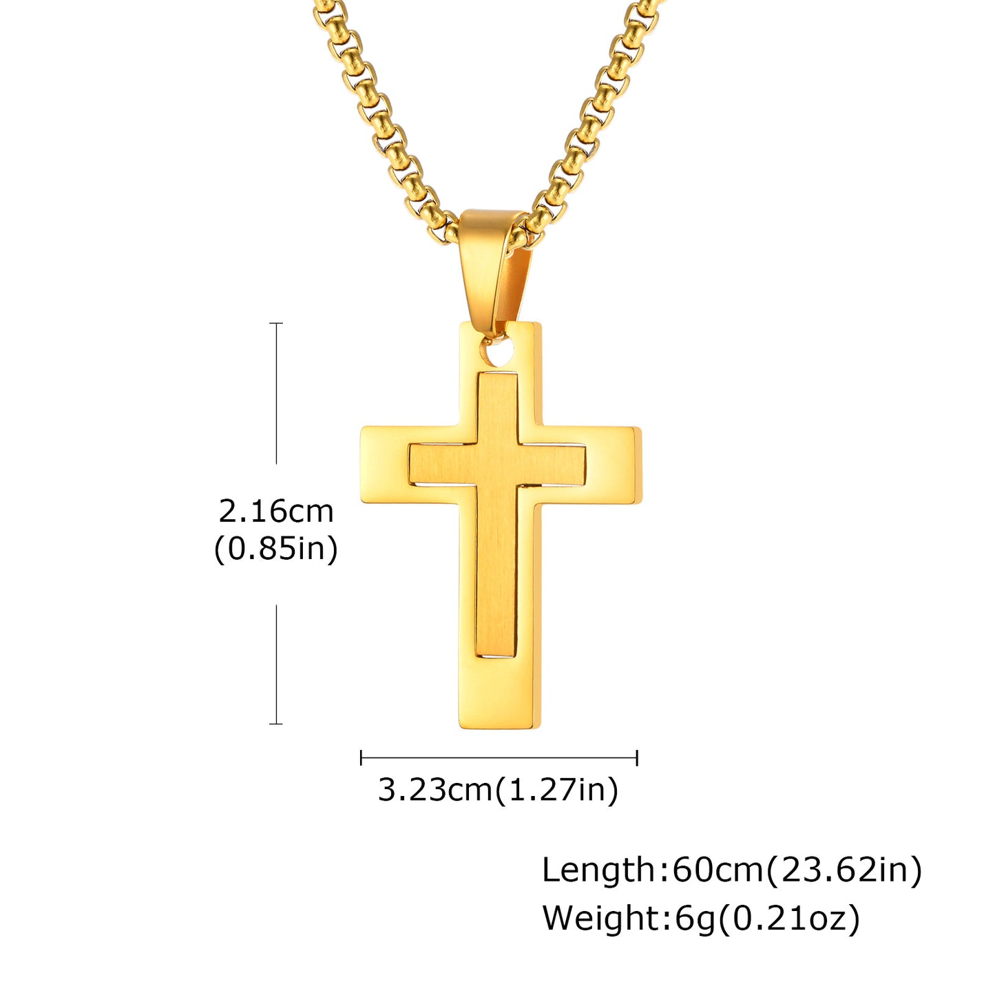 Planderful Mens Cross Pendant Necklace Durable Steel