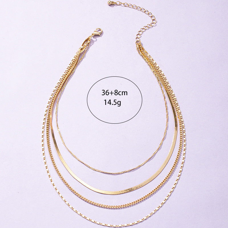 European and American Favorite: Chic 4-Layer Metal Chain Necklace by Korean Internet Sensation
