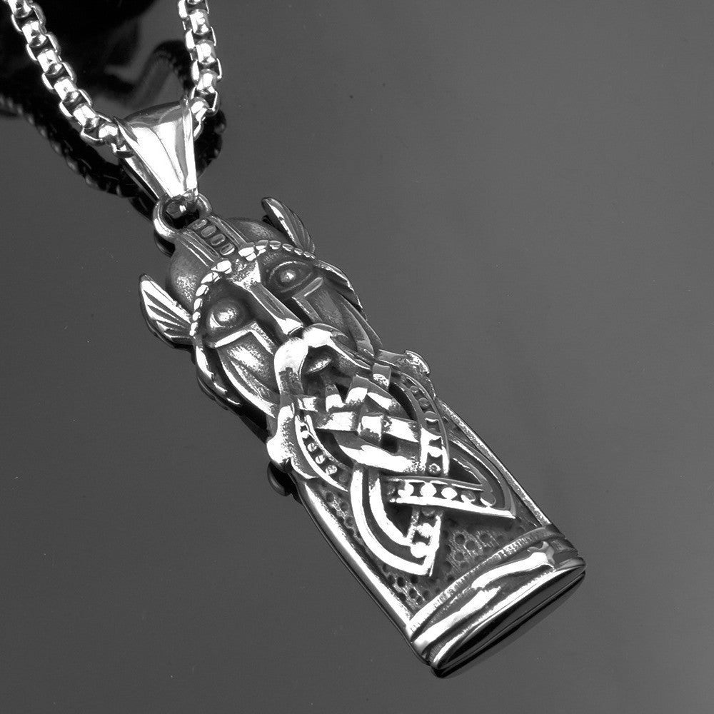 Planderful Titanium Steel Odin Pendant Necklace For Men Retro Viking Portrait Jewelry