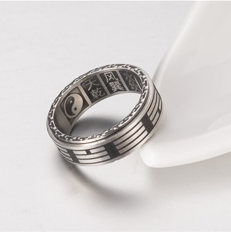 Planderful Taiji Rotating Ring for Anxiety Relief Meditation Everyday Genie Retro Stainless Steel
