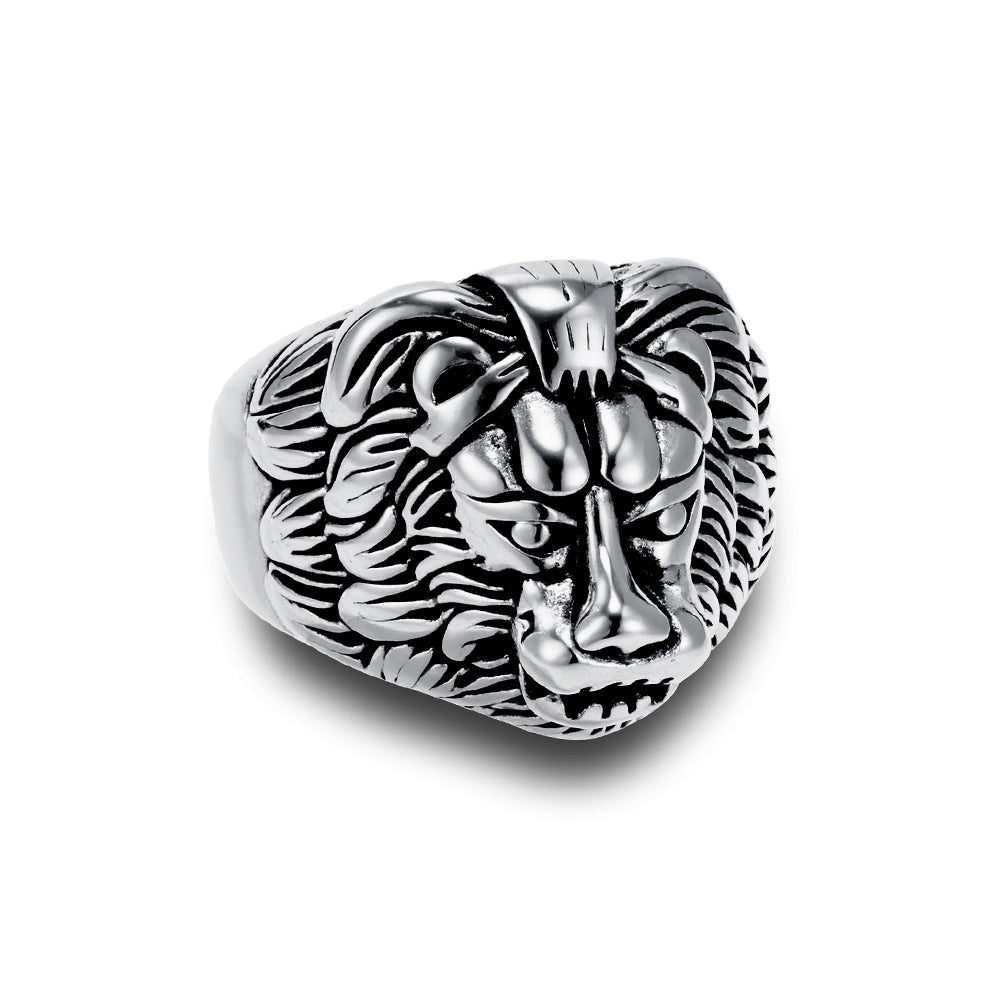 Planderful Lion Head Titanium Ring For Men Hip Hop Style