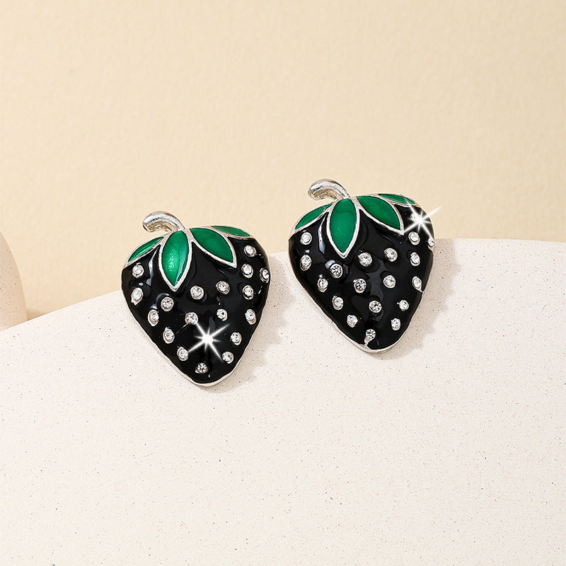Planderful Vienna Verve Earrings – Exquisite Flash Zircon Strawberry Design