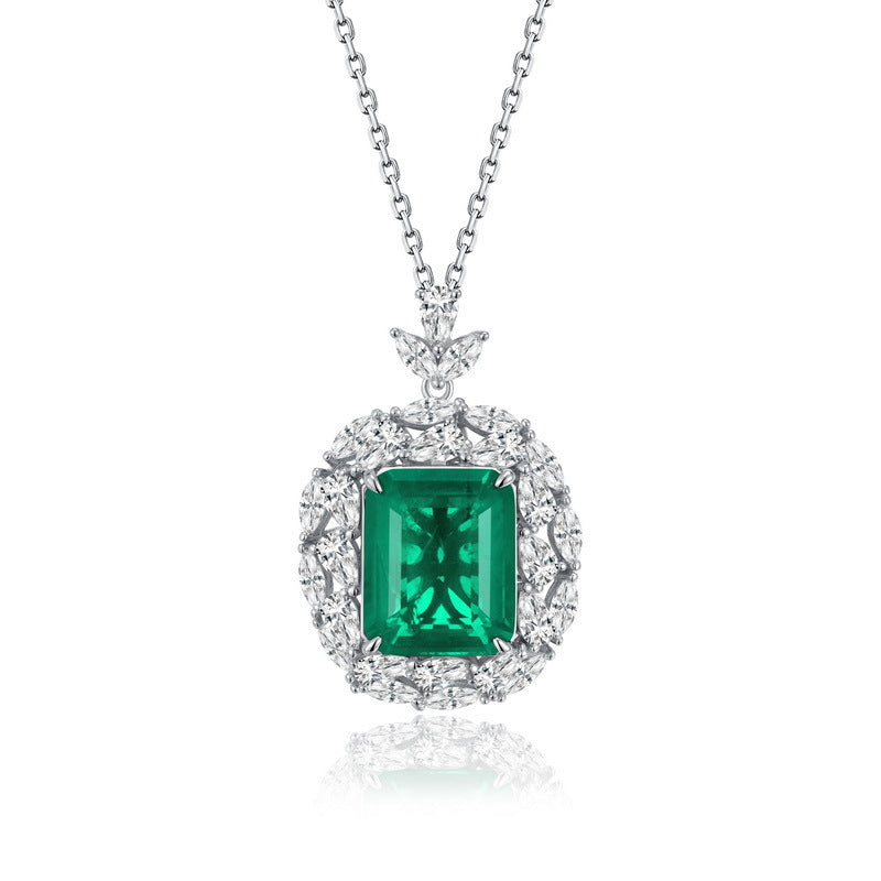 Planderful Gala Fireworks Necklace – Fashionable S925 Silver Simulation Emerald Pendant Wholesale
