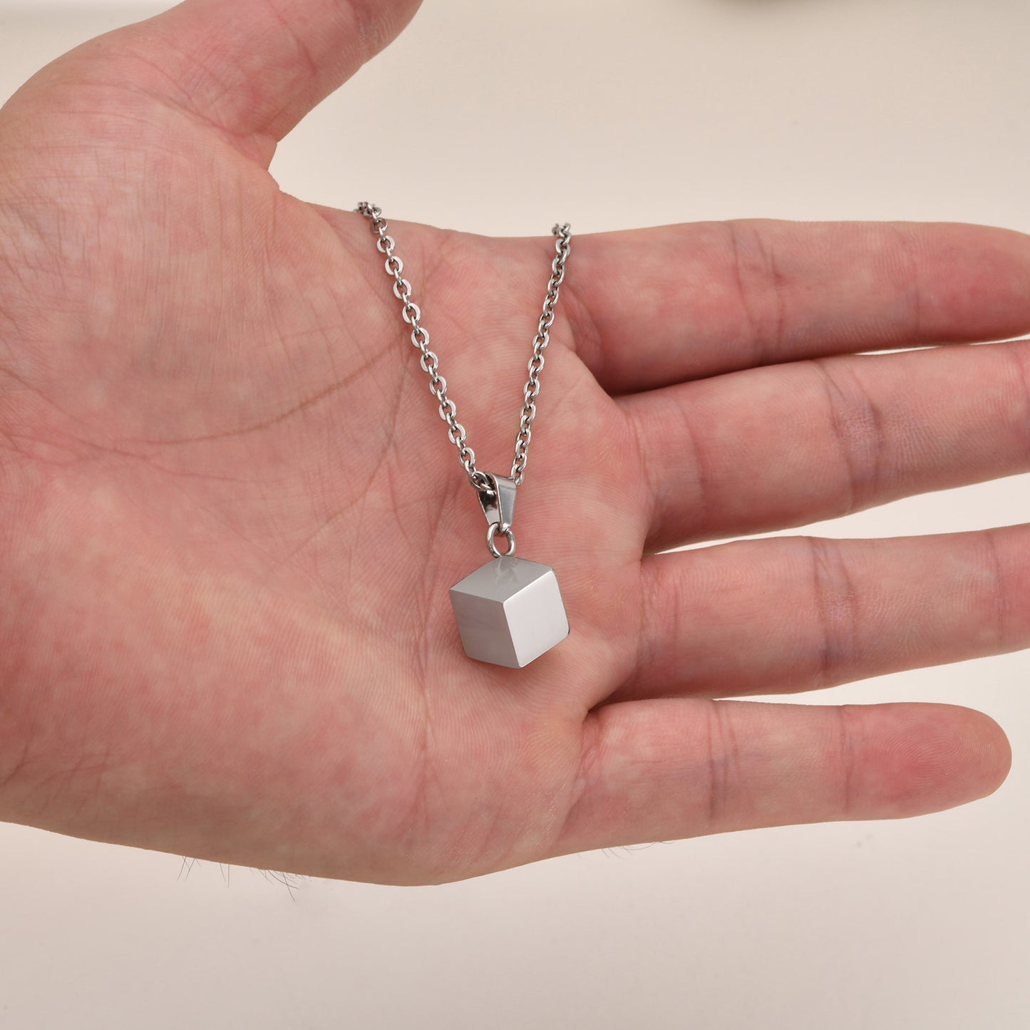 New Stainless Steel Square Openable Urn Pendant Necklace
