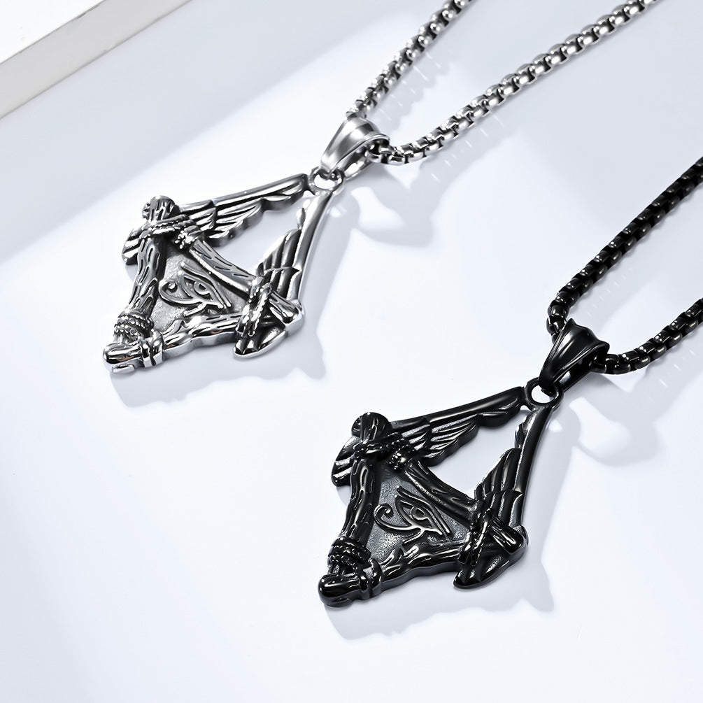 Vintage Egyptian Eye of Horus Wings Necklace for Men