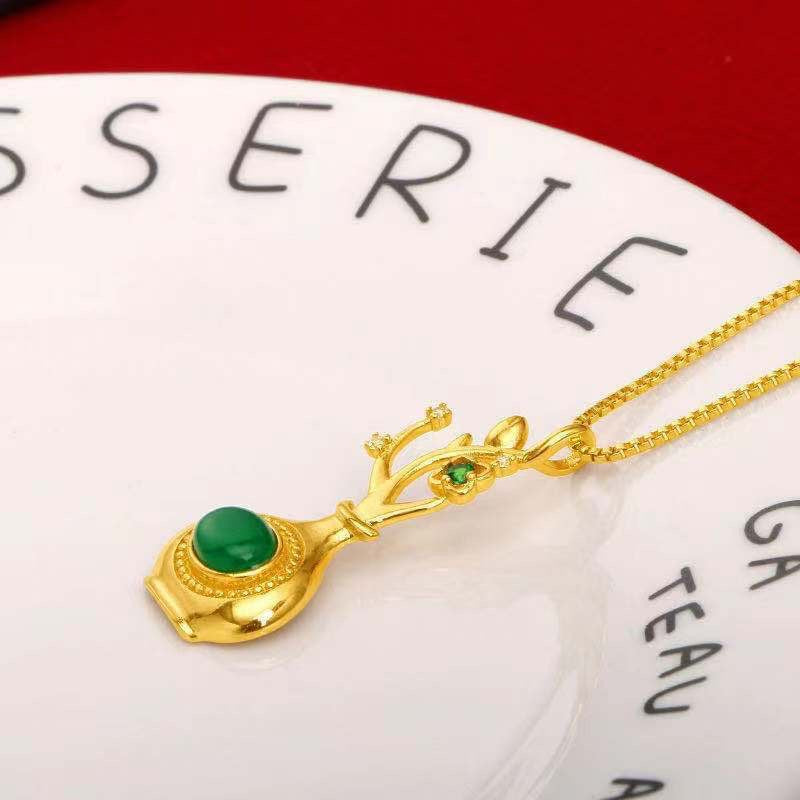 Hetian Jasper Vase Pendant — Chain Option