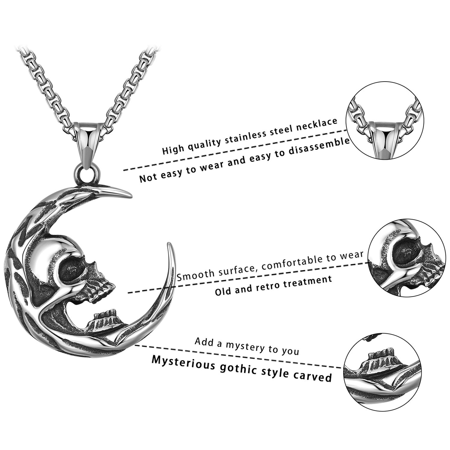 Steel Necklace – Statement Hip Hop Skull