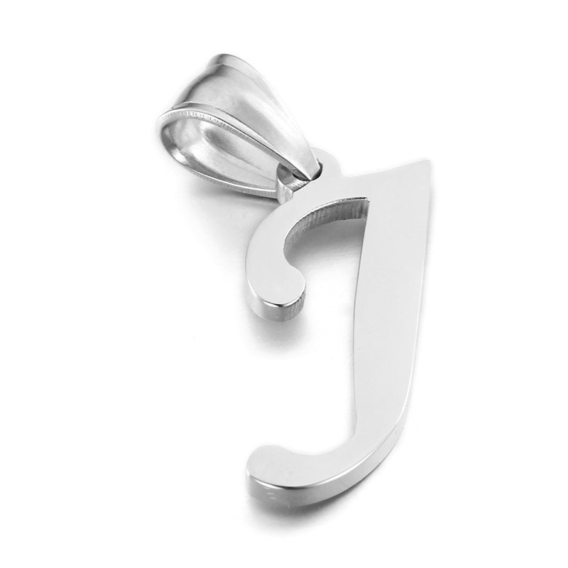 Men's And Women's Letter Pendants, Stainless Steel Glossy 26-Letter Titanium Steel Necklace