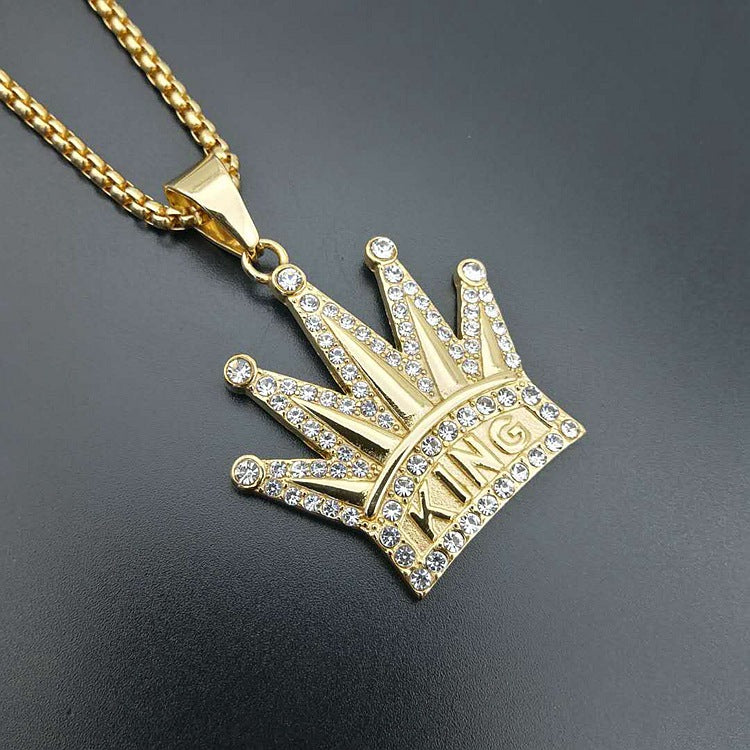 Zircon Necklace - Statement Crown Pendant