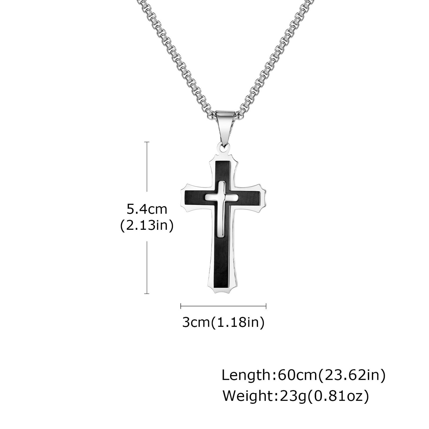 Jewelry European And American Accessories Stainless Steel Three Layer Cross Pendant Necklace For Men