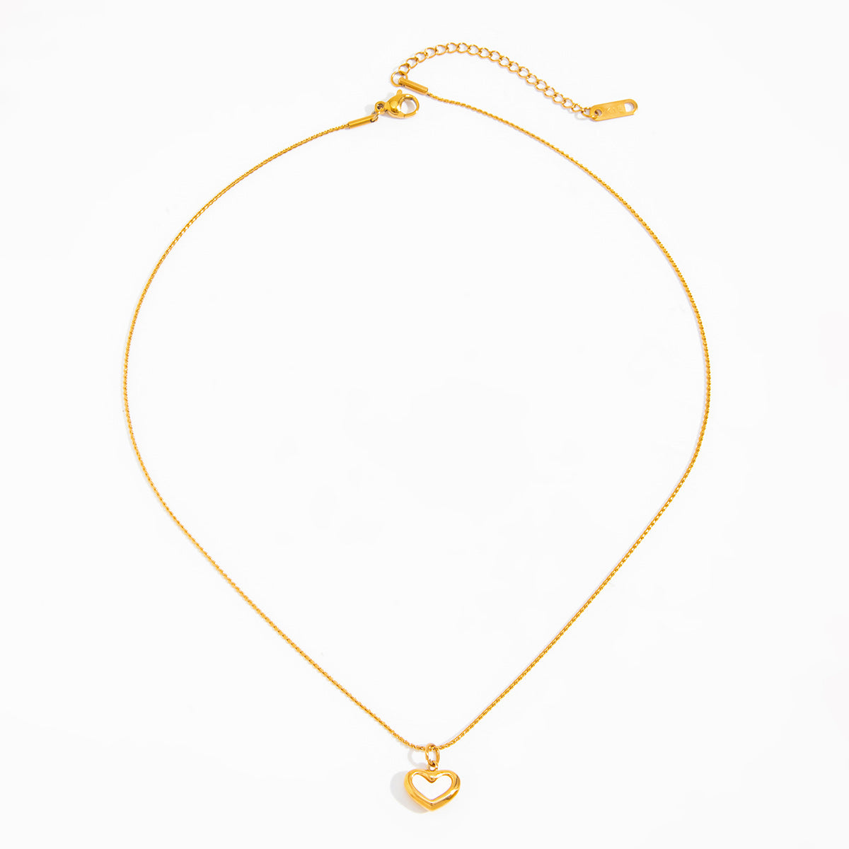 Stainless Steel Love Heart Pendant Collarbone Necklace Pvd Gold-Plated