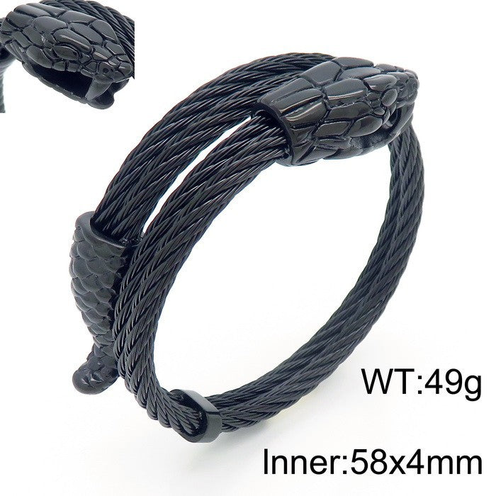 Braided Wire Steel Wire Bracelet – Street Rock Hip-Hop Multi-Color Zodiac Snake Titanium Steel